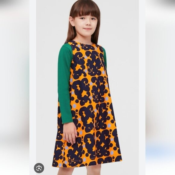 MARIMEKKO | Keidas Sleeveless Dress Tunic Orange  girls Sz 10 12 - Picture 2 of 6
